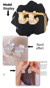 Detailed comparison of gold and silver U-shaped earrings with square-cut cubic zirconia