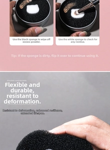 Macro detail of dry makeup brush cleaning sponge box for quick color removal from bristles
