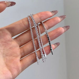 Luxury 925 Sterling Silver Tennis Bracelet For Women Sparkling Rhinestone Inlaid Fashion High-end Elegant Jewelry Bracelet Gift