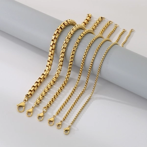 Minimalist Stainless Steel Box Chain Bracelet For Men Women Geometric Venetian Chain Bracelet Silver Gold Color Jewelry