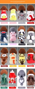 Collage of 16 coral fleece pet hoodies featuring various cartoon animal designs for dogs
