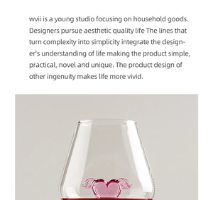 Detail shot of creative glass with a 3D pink heart and wings decorative element