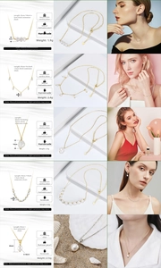 Detail view of 925 silver freshwater pearl necklaces with size and material specifications