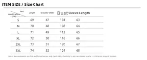 Detailed men's size chart for faux fur jackets showing length, chest, and shoulder measures