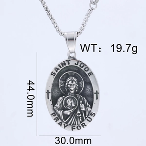 Detailed view of Saint Jude religious pendant with 44mm x 30mm dimensions and 19.7g weight