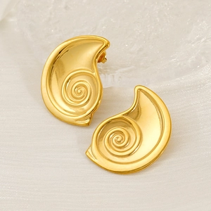 Minimalist 18K gold plated stainless steel spiral stud earrings in a matte finish