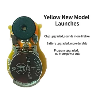 Macro view of the internal PCB circuit and CR2032 battery of the cricket noise maker