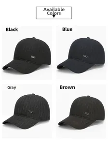 Mens wool baseball cap set in black, blue, grey and brown colors for autumn and winter