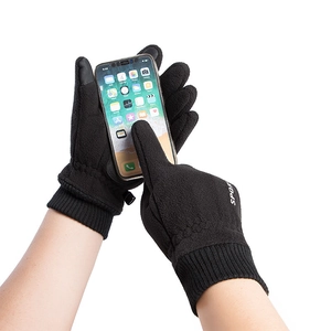 Guanti sportivi touch screen in pile per ciclismo invernale con presa antiscivolo e logo sport