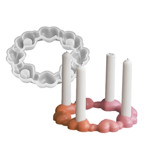 DIY silicone mold for heart ring candle holders and 4-hole gradient wax ornaments