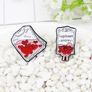 Creative enamel heart IV bag energy supplement lapel pins set for medical theme fashion