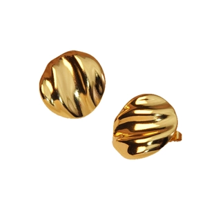 Fashionable gold titanium steel earrings with unique wrinkled water ripple texture design