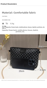 Detailed size specifications and daily capacity view of the mini chain crossbody bag