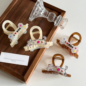Cute Animal Hair Claw Clip Acetate Cat Dog Fish Bone Shape Shark Clip Korean Sweet Hair Accessories For Women