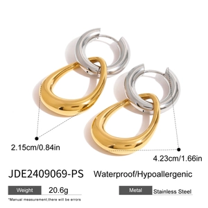 Detailed dimensions of two-tone stainless steel hoop earrings with hypoallergenic features