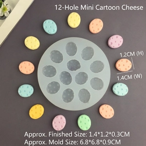 Silicone mold with 12 cavities for mini cheese shapes including dimensions 6.8x6.8x0.9cm