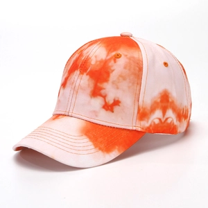Orange and white tie-dye baseball cap with marble pattern for men and women