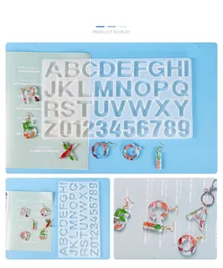 Detaillierte Alphabet Silikonform für Harzkunst mit DIY getrockneten Blumen Schlüsselanhängern