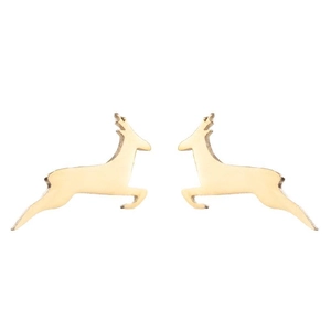 Elegant gold reindeer stud earrings for women with a polished metallic finish