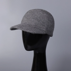 Casquette de baseball en tricot gris foncé épais pour le cyclisme et la course en hiver