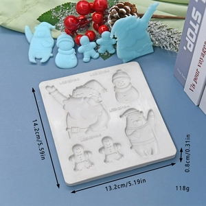 Silikonform mit Weihnachtsmann- und Schneemann-Motiven für DIY-Kuchen und Backen