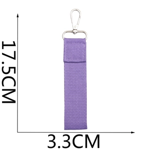 Purple woven lanyard keychain with 17.5cm length and silver metal lobster clasp