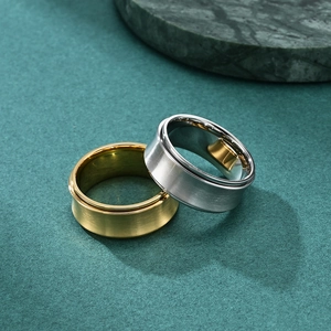 Mens spinning stainless steel anxiety ring set with brushed gold and silver finish