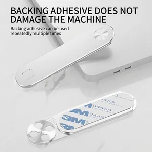 Aluminum magnetic dual-screen phone holder for laptops with strong 3M adhesive backing