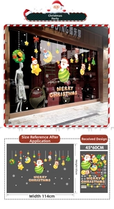 Detailed Christmas window decals showing Santa, snowman and layout dimensions for holiday decor