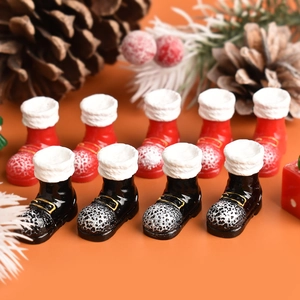Miniature resin Santa Claus boots for Christmas DIY crafts and desktop decoration set