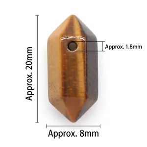 Natural tiger eye stone double pointed hexagonal prism pendant for jewelry making