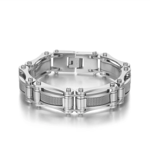 Bracelet pour homme en acier titane avec maille et design de chaîne mécanique industrielle