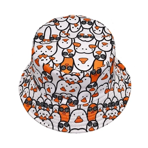 Cute cartoon duck bucket hat for women with all-over print for outdoor sun protection