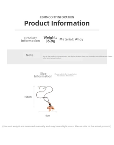Detailed size chart for zebra pendant necklace with 106cm adjustable leather cord