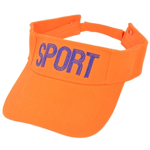 Kids' cream style open top sun hat in bright orange with SPORT embroidery detail