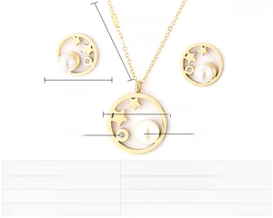 Dessin technique d'une parure bijoux étoile et perle avec dimensions détaillées