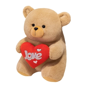 Soft teddy bear plush toy holding a red Love heart, perfect romantic gift for women