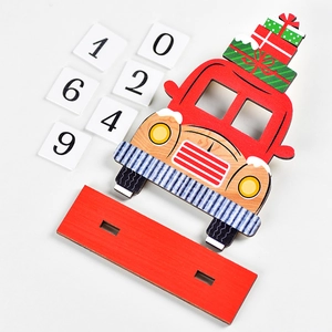 DIY wooden Christmas advent calendar with red truck design and numbered date blocks