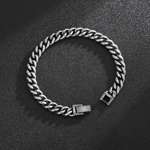 Bracciale a maglia cubana vintage in acciaio al titanio con chiusura meccanica