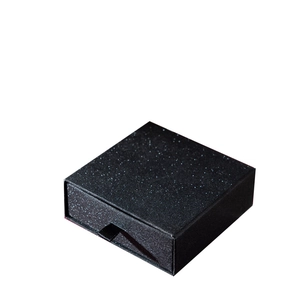 Elegant black glitter drawer jewelry box for rings and necklaces in a square design