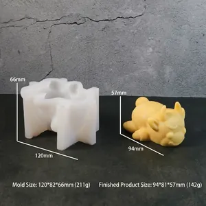 DIY silicone mold and cute lying ox wax candle figure with detailed size measurements