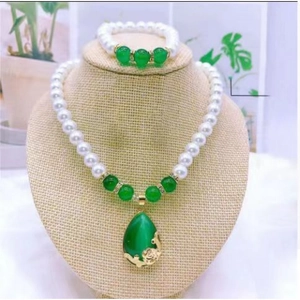 Imitation Artificial Pearl Necklace And Bracelet Jewelry Vintage Water Drop Faux Gemstone Pendant Elegant Gift For Women Mothers