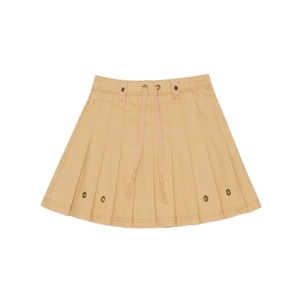 Mini-jupe cargo plissée kaki vintage avec cordon de serrage et œillets en métal