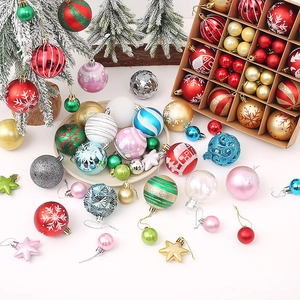 Set of 42 colorful Christmas ball ornaments in various sizes for holiday tree decoration