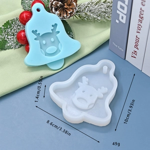 Detailed view of Christmas bell deer head silicone mold with dimensions 10x8.6x1.4cm