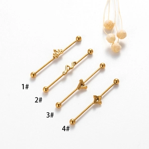 Industrial Barbell Ear Piercing Stainless Steel Crown Snake Geometric Jewelry Punk Fashion Body Accessories For Women