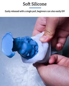 Macro shot of flexible silicone mold showing easy release of a Venus bust sculpture