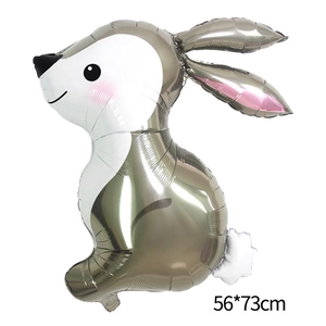 Detail of champagne rabbit foil balloon for Easter party decoration, size 56x73cm