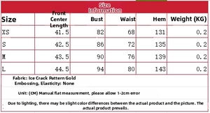 Detailed size guide for sexy backless metallic top including bust and waist measurements
