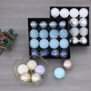Blue and silver Christmas ball ornaments set with crackle glaze and glitter textures